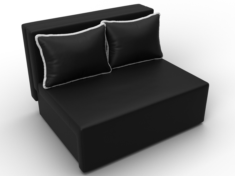 Диван прямой Лагуна, Экокожа, Черный;Белый