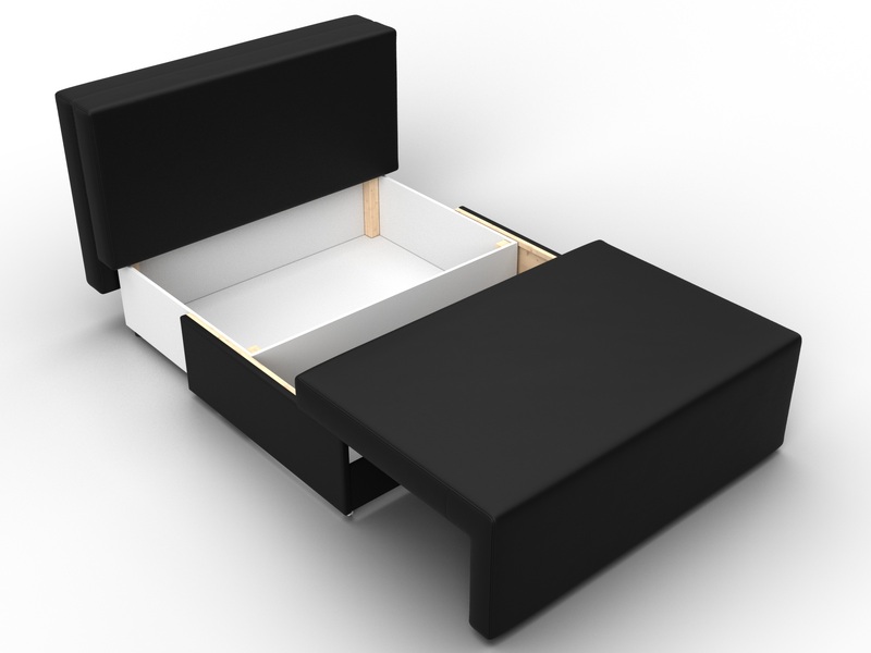 Диван прямой Лагуна, Экокожа, Черный;Белый