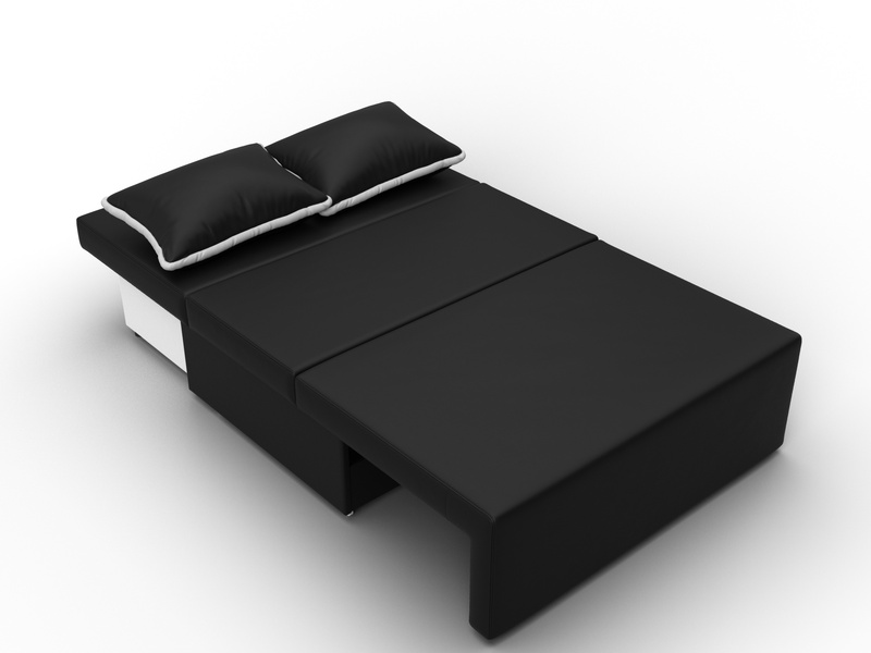 Диван прямой Лагуна, Экокожа, Черный;Белый