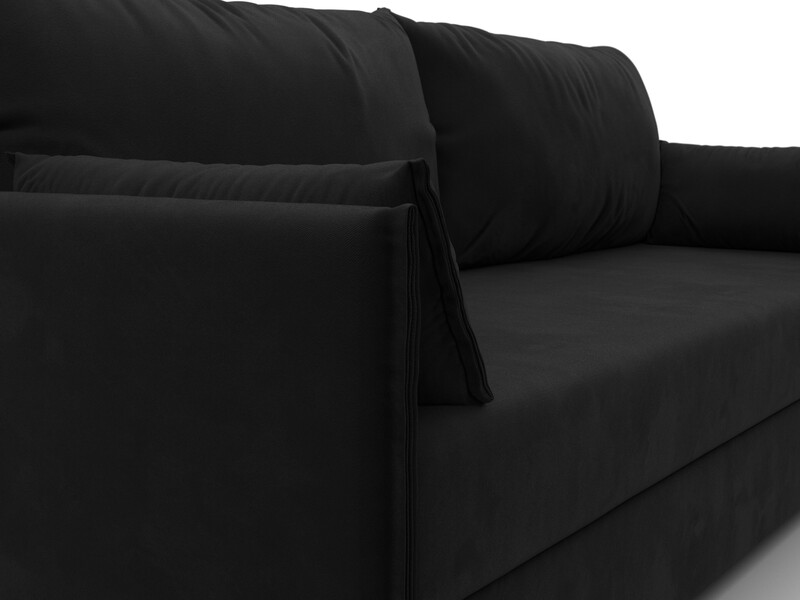 Диван прямой Сайгон, Микровельвет, Черный