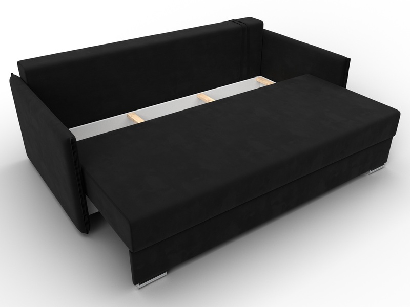 Диван прямой Сайгон, Микровельвет, Черный