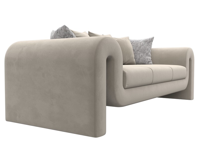 Диван прямой Волна, Микровельвет;Велюр, бежевый;серый
