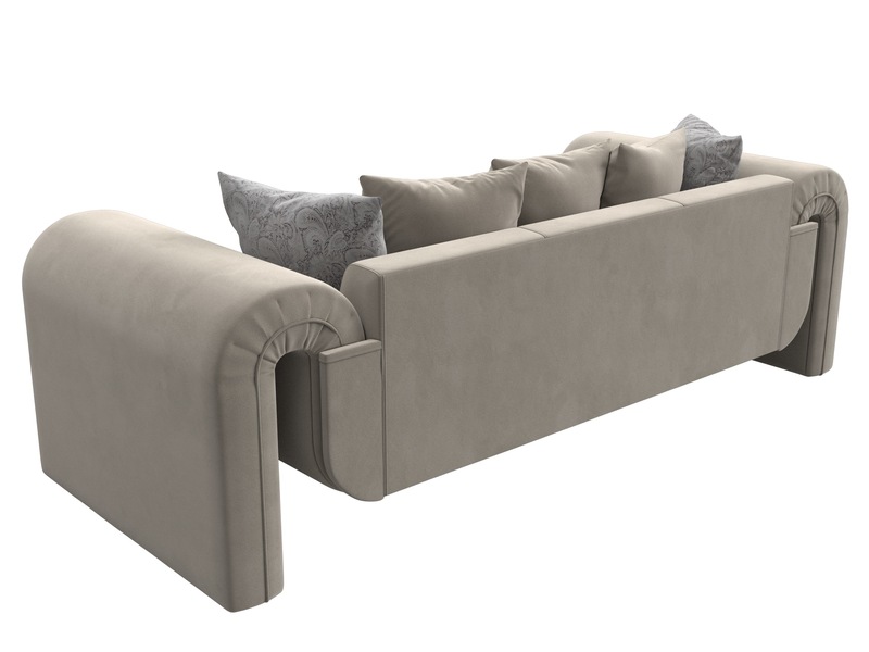 Диван прямой Волна, Микровельвет;Велюр, бежевый;серый