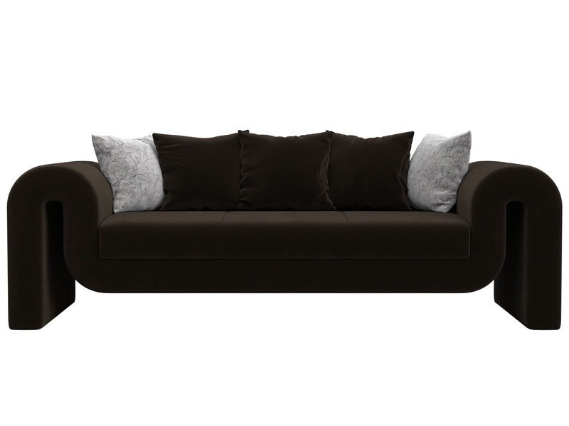 Диван прямой Волна, Микровельвет;Велюр, коричневый;серый