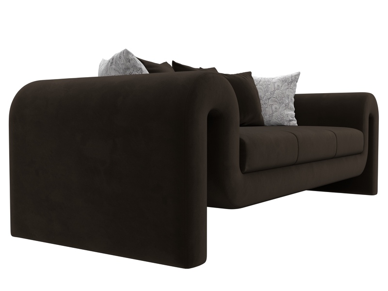 Диван прямой Волна, Микровельвет;Велюр, коричневый;серый