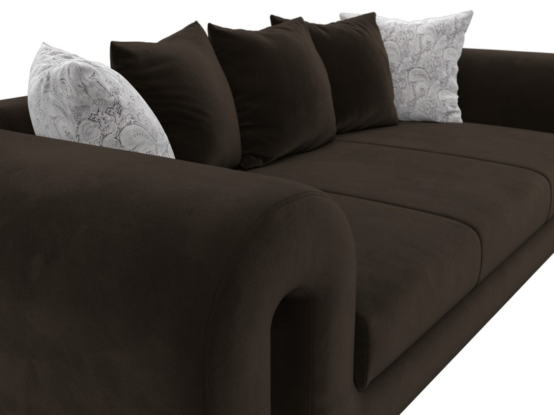 Диван прямой Волна, Микровельвет;Велюр, коричневый;серый