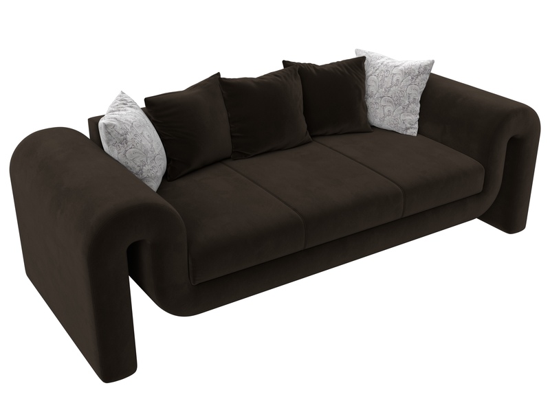 Диван прямой Волна, Микровельвет;Велюр, коричневый;серый