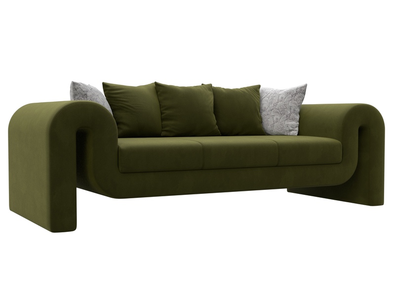 Диван прямой Волна, Микровельвет;Велюр, Зеленый;Серый