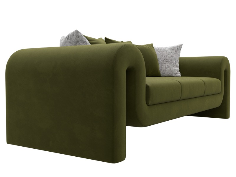 Диван прямой Волна, Микровельвет;Велюр, Зеленый;Серый