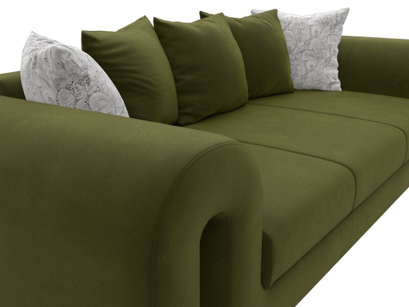 Диван прямой Волна, Микровельвет;Велюр, Зеленый;Серый