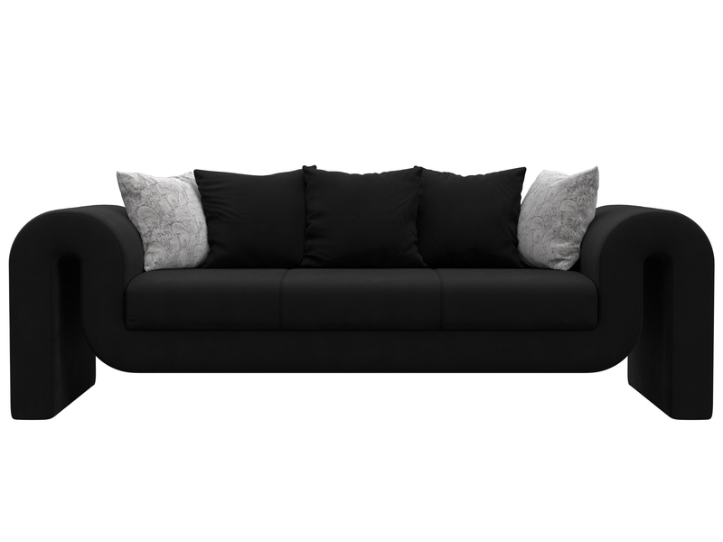 Диван прямой Волна, Микровельвет;Велюр, Черный;серый