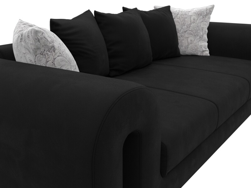 Диван прямой Волна, Микровельвет;Велюр, Черный;серый