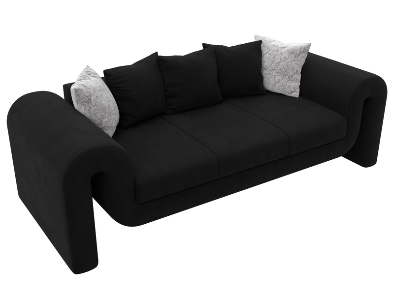 Диван прямой Волна, Микровельвет;Велюр, Черный;серый