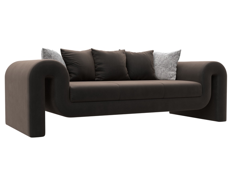 Диван прямой Волна, Велюр, Seven 727 коричневый;Seven 17 серый