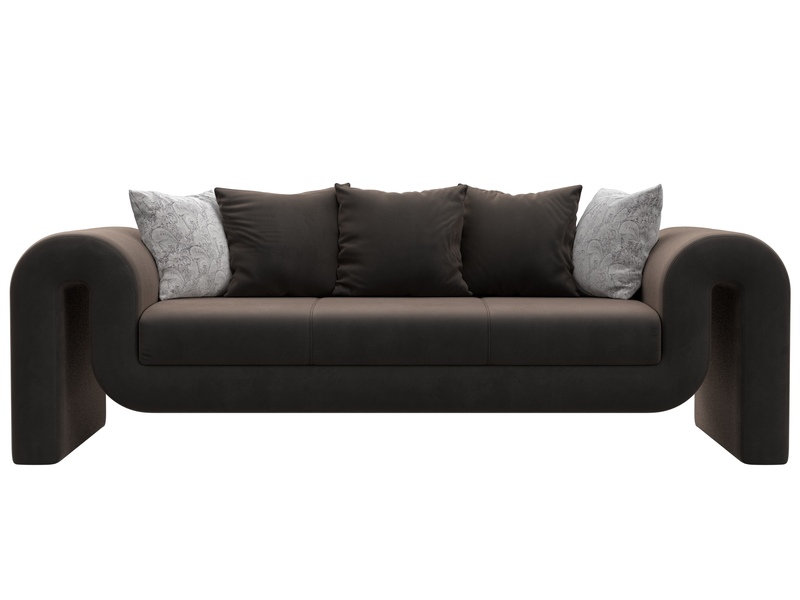 Диван прямой Волна, Велюр, Seven 727 коричневый;Seven 17 серый