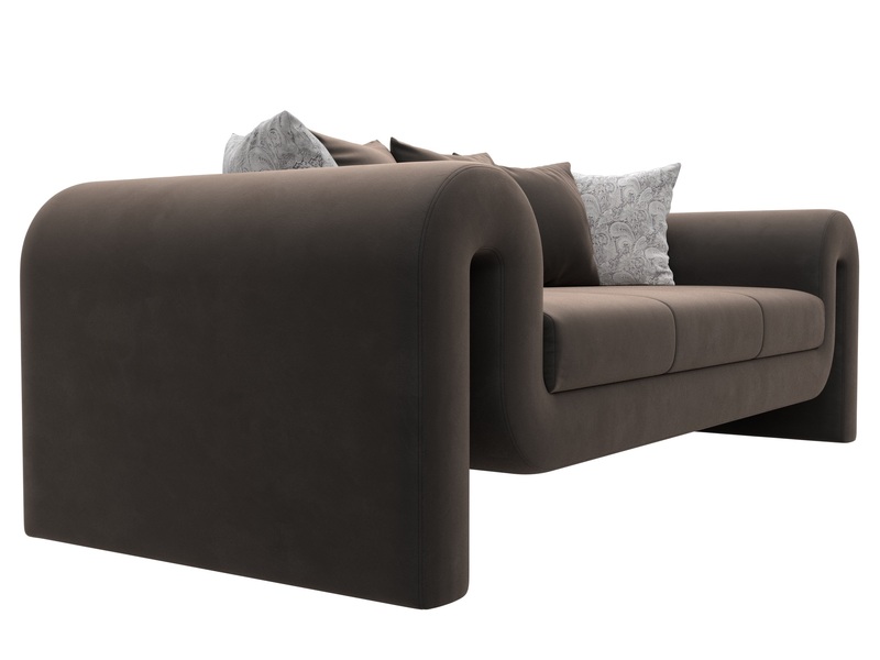 Диван прямой Волна, Велюр, Seven 727 коричневый;Seven 17 серый