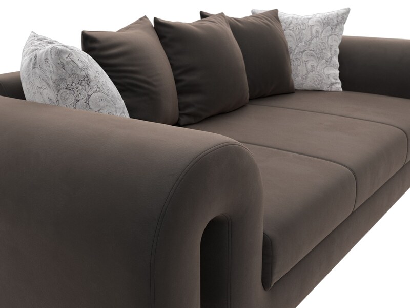 Диван прямой Волна, Велюр, Seven 727 коричневый;Seven 17 серый