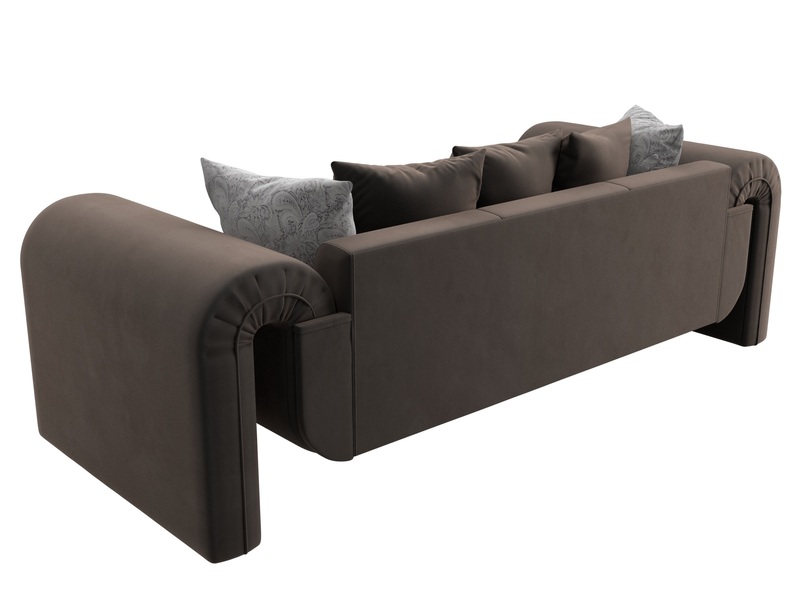 Диван прямой Волна, Велюр, Seven 727 коричневый;Seven 17 серый