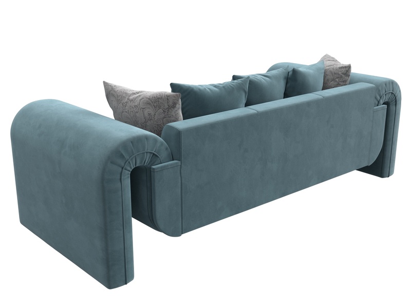 Диван прямой Волна, Велюр, Seven 113 бирюзовый;Seven 17 серый