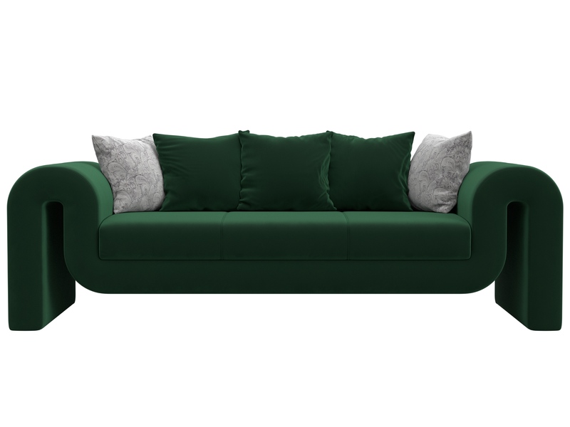 Диван прямой Волна, Велюр, Seven 626 зеленый;Seven 17 серый