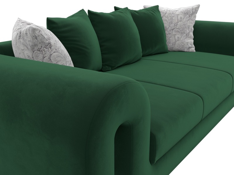 Диван прямой Волна, Велюр, Seven 626 зеленый;Seven 17 серый