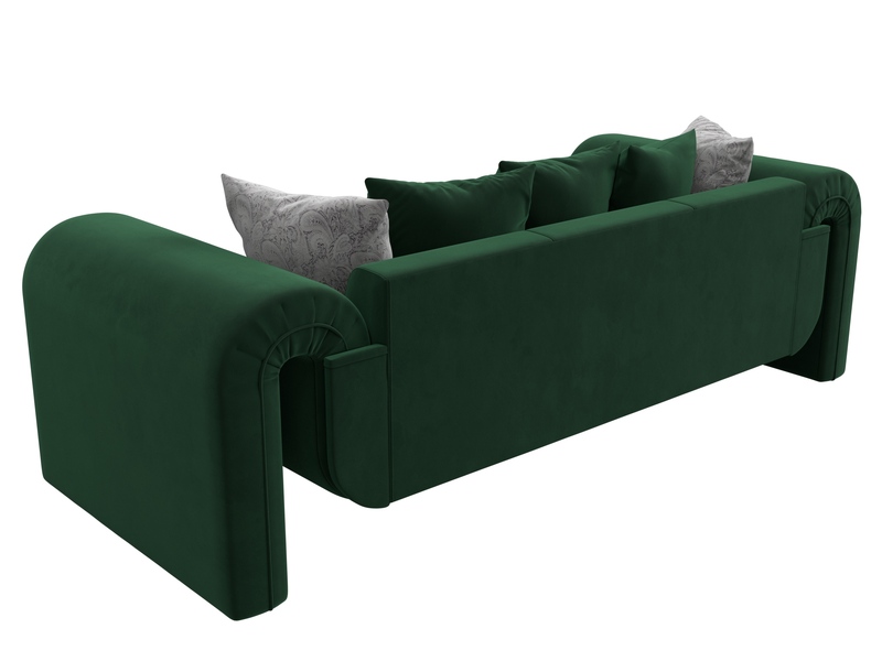 Диван прямой Волна, Велюр, Seven 626 зеленый;Seven 17 серый