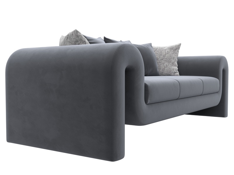 Диван прямой Волна, Велюр, SEVEN 17 серый