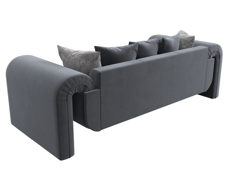 Диван прямой Волна, Велюр, SEVEN 17 серый