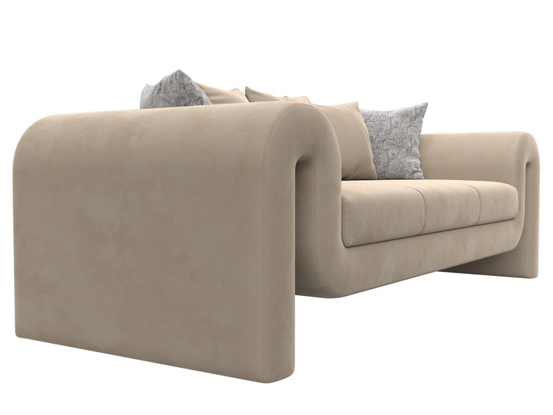 Диван прямой Волна, Велюр, Seven 729 бежевый;Seven 17 серый