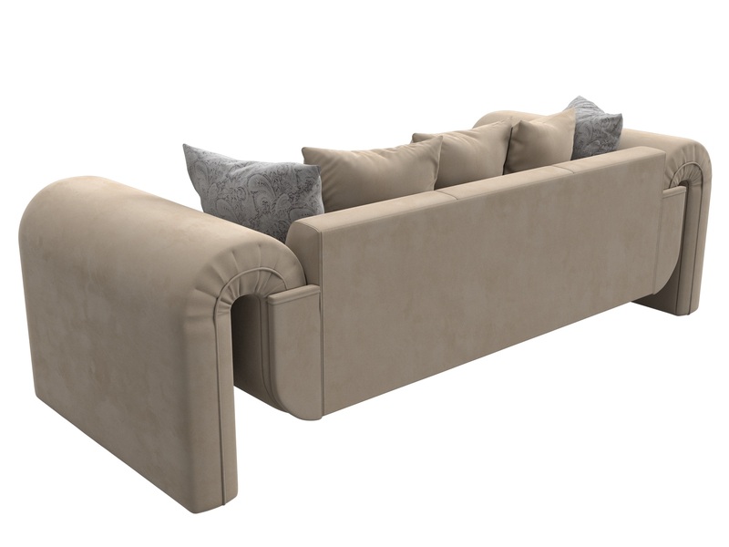 Диван прямой Волна, Велюр, Seven 729 бежевый;Seven 17 серый