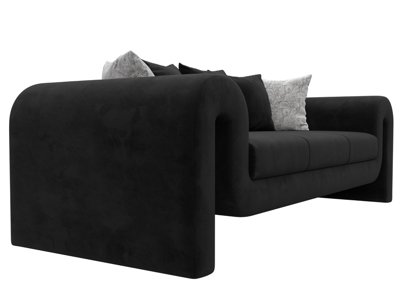 Диван прямой Волна, Велюр, Seven 35 черный;Seven 17 серый