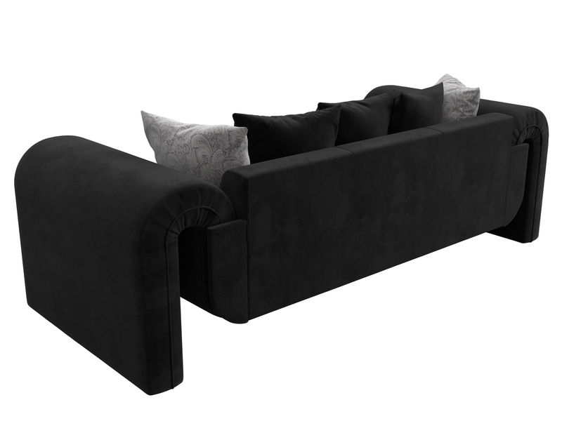 Диван прямой Волна, Велюр, Seven 35 черный;Seven 17 серый