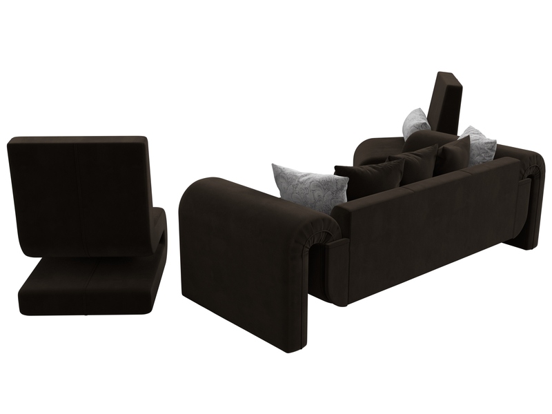 Набор Волна-1 (диван, 2 кресла), Микровельвет;Велюр, коричневый;серый