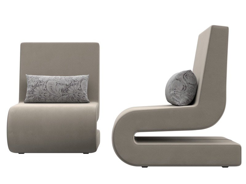 Кресло Волна (2 шт.), Микровельвет;Велюр, бежевый;серый