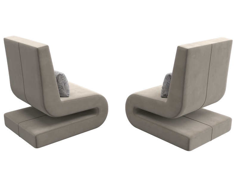 Кресло Волна (2 шт.), Микровельвет;Велюр, бежевый;серый