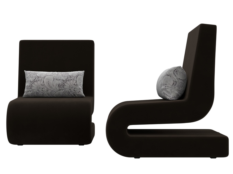 Кресло Волна (2 шт.), Микровельвет;Велюр, коричневый;серый