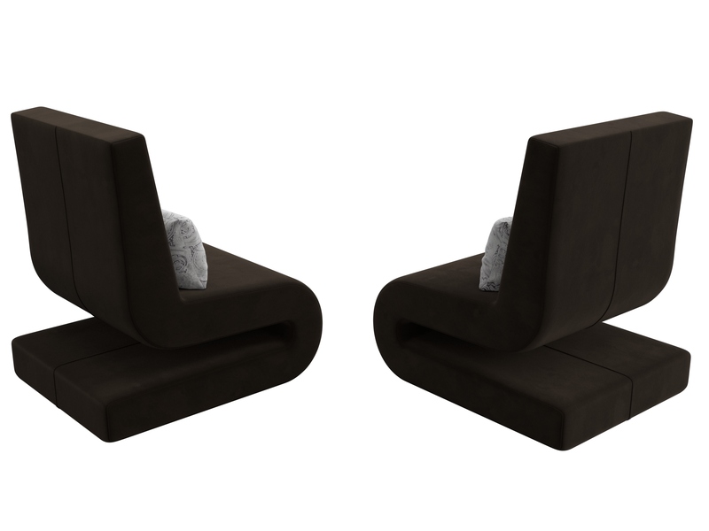 Кресло Волна (2 шт.), Микровельвет;Велюр, коричневый;серый