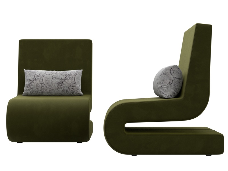 Кресло Волна (2 шт.), Микровельвет;Велюр, Зеленый;Серый