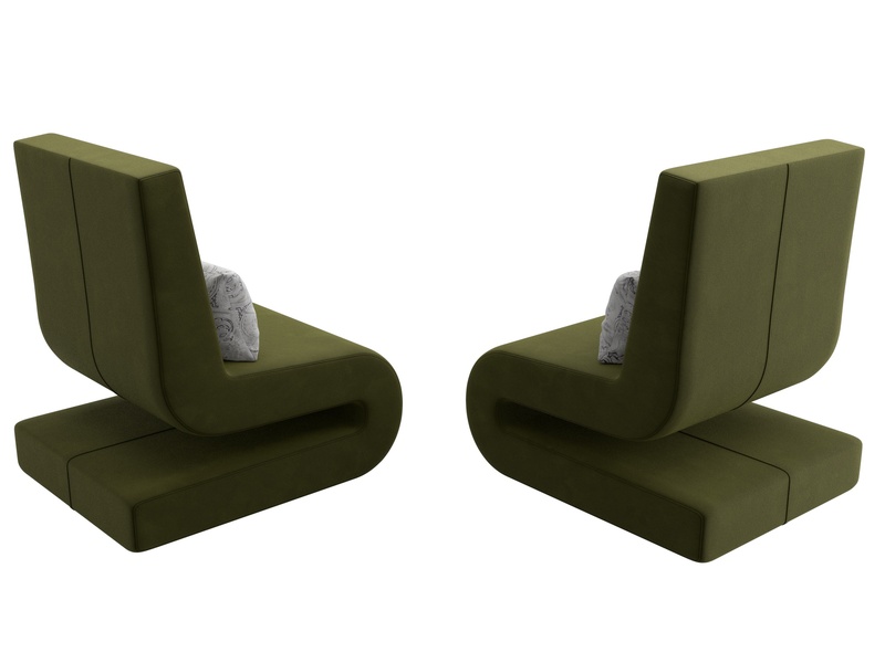 Кресло Волна (2 шт.), Микровельвет;Велюр, Зеленый;Серый