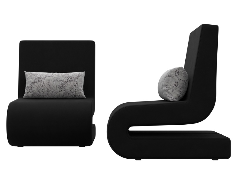 Кресло Волна (2 шт.), Микровельвет;Велюр, Черный;серый