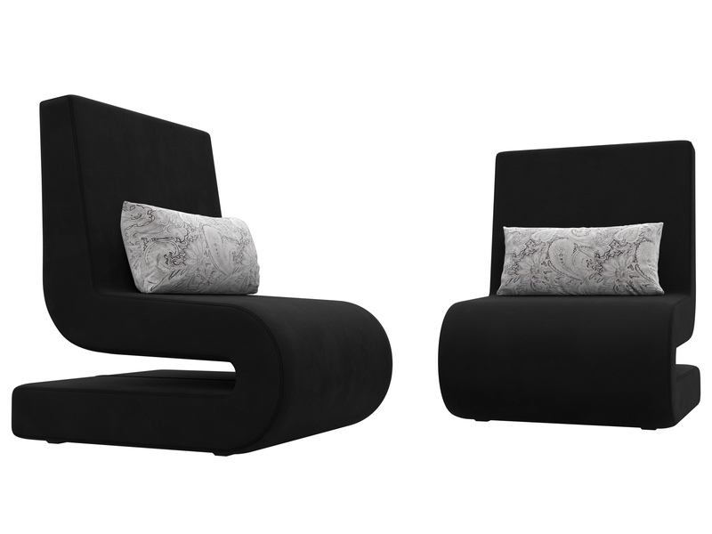 Кресло Волна (2 шт.), Микровельвет;Велюр, Черный;серый