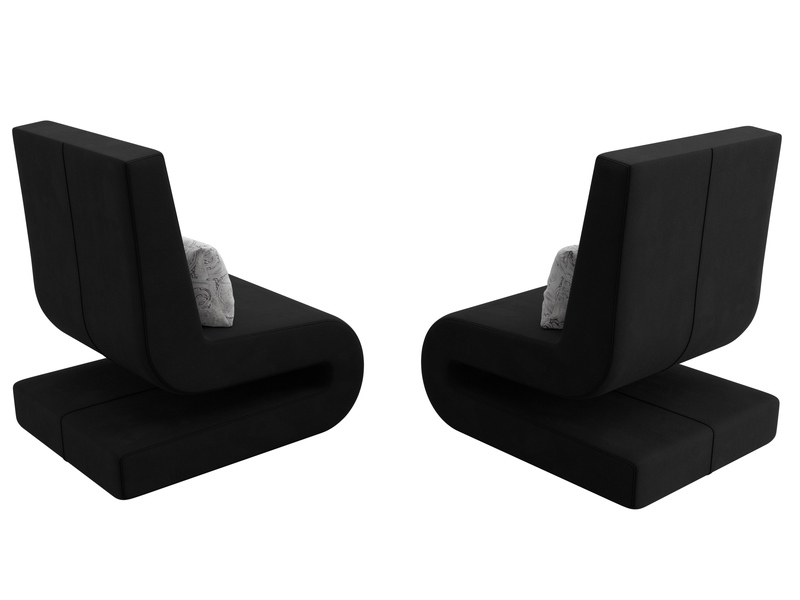 Кресло Волна (2 шт.), Микровельвет;Велюр, Черный;серый