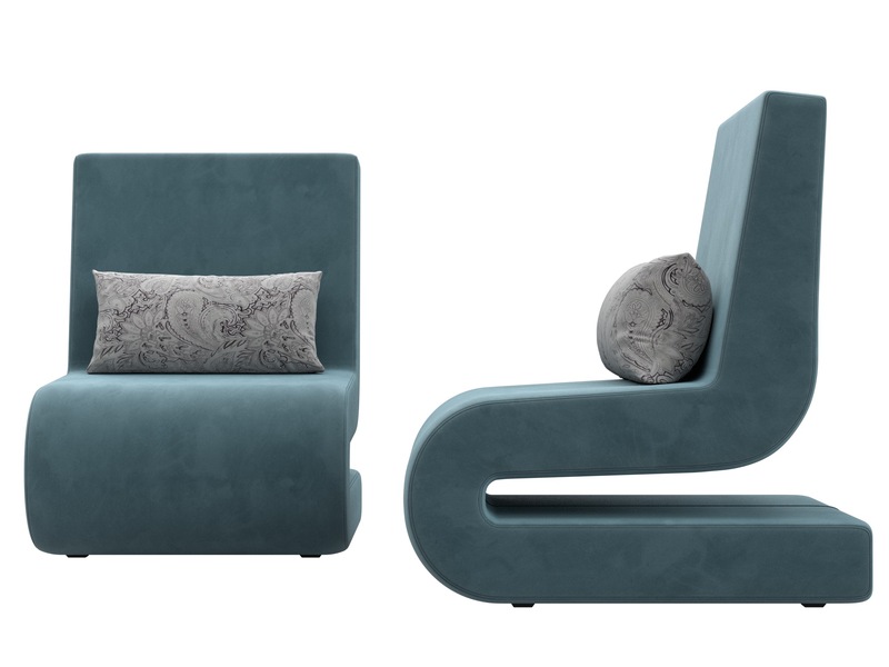 Кресло Волна (2 шт.), Велюр, Seven 113 бирюзовый;Seven 17 серый