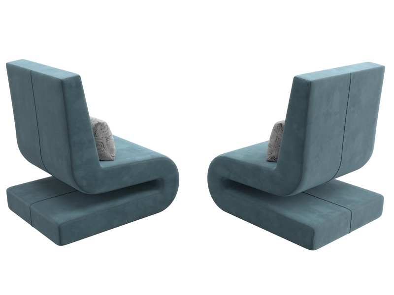 Кресло Волна (2 шт.), Велюр, Seven 113 бирюзовый;Seven 17 серый