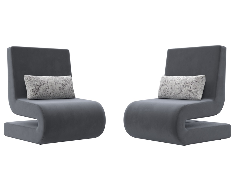 Кресло Волна (2 шт.), Велюр, SEVEN 17 серый