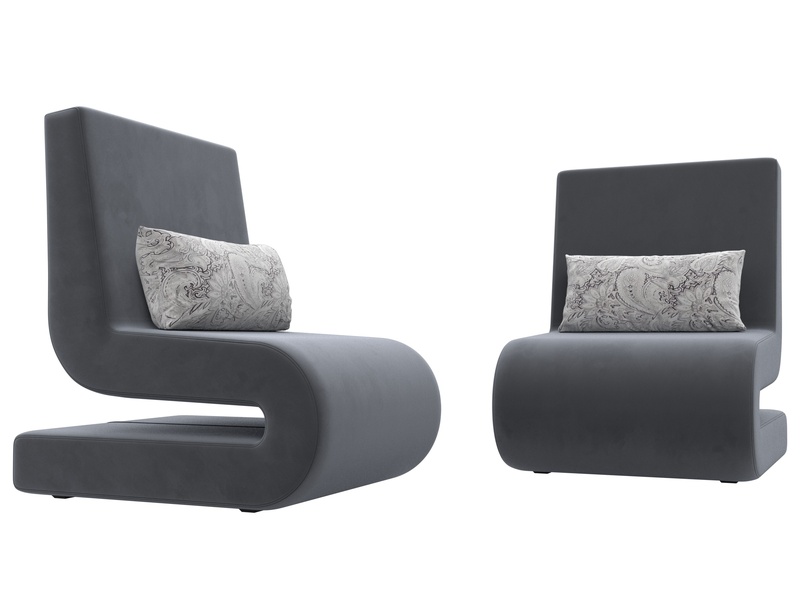 Кресло Волна (2 шт.), Велюр, SEVEN 17 серый