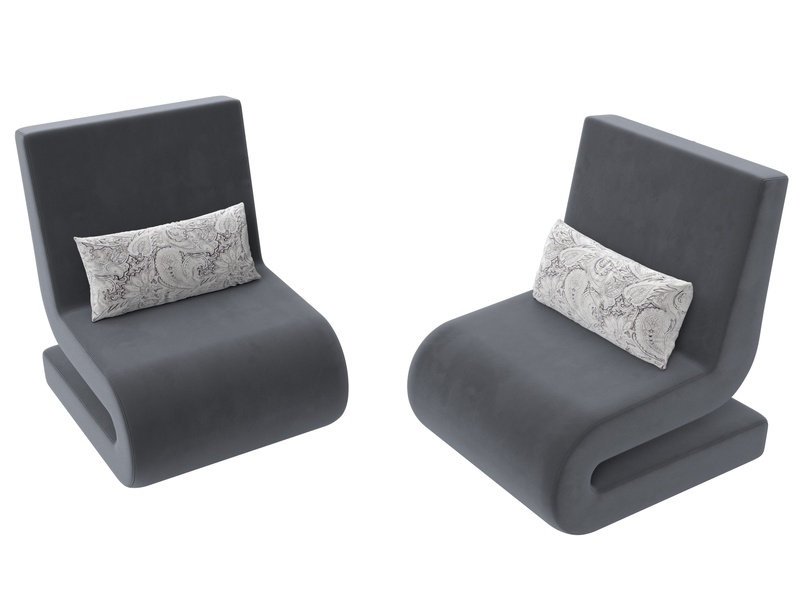 Кресло Волна (2 шт.), Велюр, SEVEN 17 серый