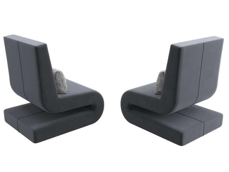 Кресло Волна (2 шт.), Велюр, SEVEN 17 серый