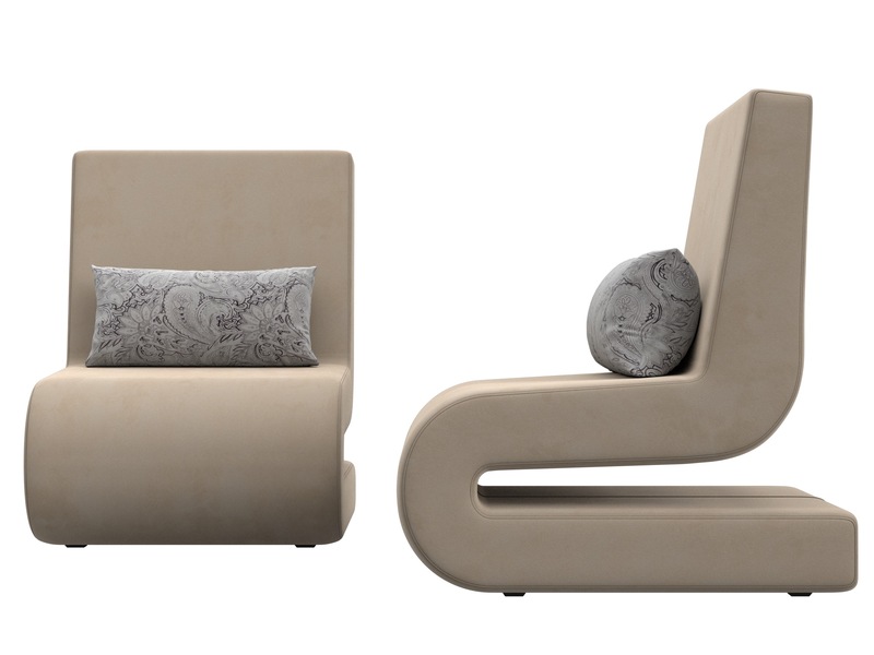 Кресло Волна (2 шт.), Велюр, Seven 729 бежевый;Seven 17 серый