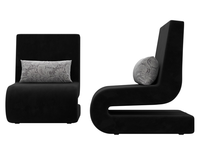 Кресло Волна (2 шт.), Велюр, Seven 35 черный;Seven 17 серый